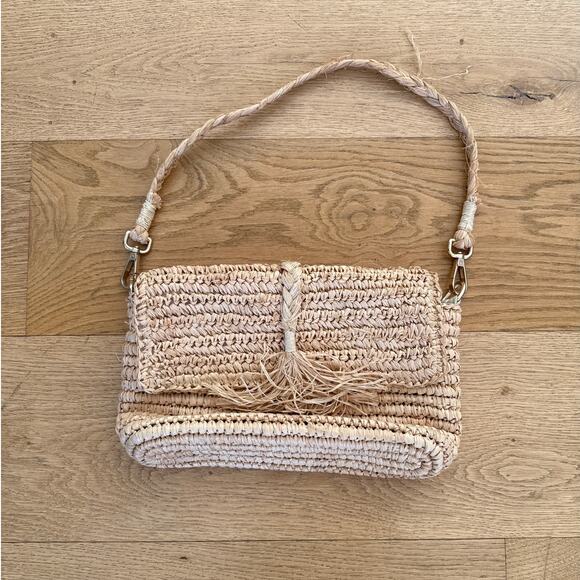 L Space - Camaya Crochet Raffia Shoulder Bag in Beige - Picture 1 of 3